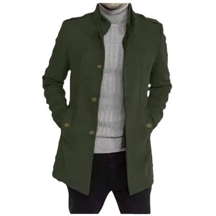 New Man Fashion Handsome Windbreaker Autumn Winter Double Collar Wool Coat Middle-aged Men Business Fashion Woolen Male Jackets