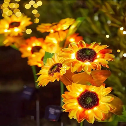 Solar Powered Sunflower Light Outdoor Waterproof LED Ground Insert Lawn Lamp For Garden Lawn Courtyard Decoration