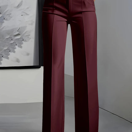 Women High Waisted Wide Leg Office Trousers, Solid Black Pleated Elegant Crease Dress Pants, Professional Full Length Trousers