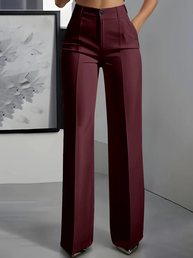 Women High Waisted Wide Leg Office Trousers, Solid Black Pleated Elegant Crease Dress Pants - product image 7