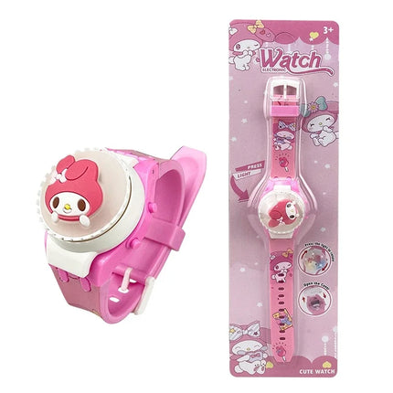 New Spiderman Kids Watches For Boys Cartoon Hello Kitty Stitch Children Rotate Watch with Flash Light Sanrio Girls Toys Clock