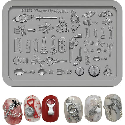 3D Buttons Nail Art Mold Silicone Cute Nail Charms Tool Women DIY Manicure Multi Shapes Button Small Model Resin Buckle Supplies