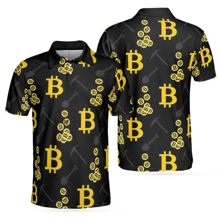 Fashion Luxury Bitcoin 3D Print Short Sleeve Polo Shirts For Men Clothes High Quality Golf Tshirts Button POLO Shirt Tee Tops