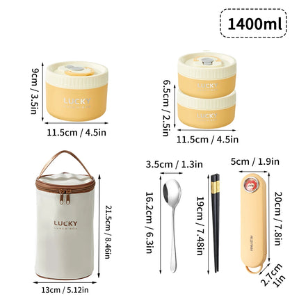 WORTHBUY Portable Sealed Thermal Lunch Box For Kids Stackable Microwave 304 Stainless Steel Bento Box Insulated Food Container