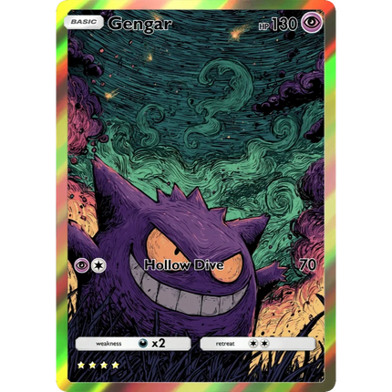 Pokemon Cards Gengar PTCG Shining Rare Holographic Cards Collection Creativity Game Anime Flash Cards Pokemon Card Gift