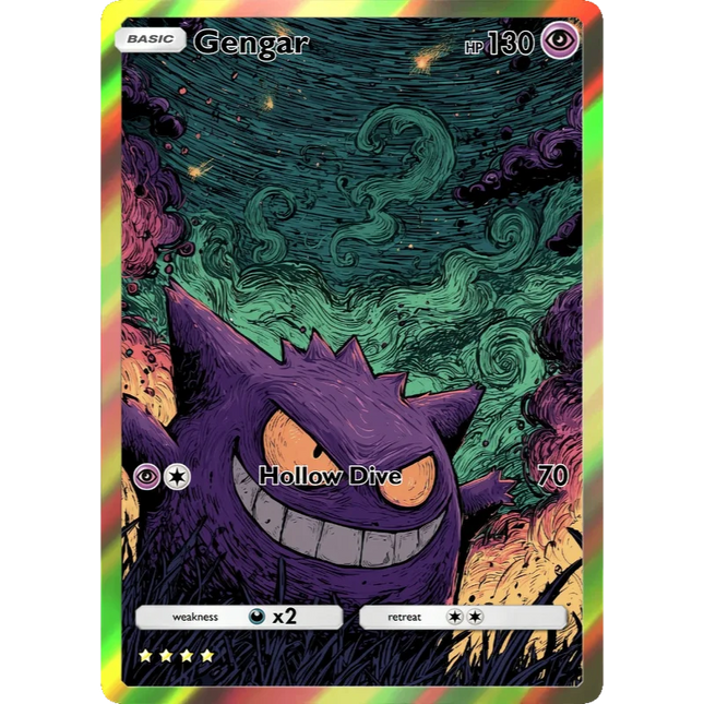 Pokemon Karten Gengar PTCG Leuchtende Seltene Holographische Karten Sammlung Kreativität Spiel Anime Flash Karten Pokemon Karten Geschenk