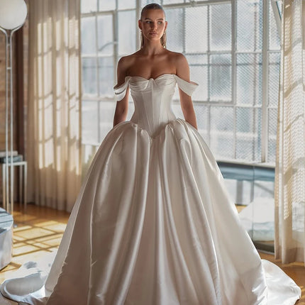 Eightree White A-Line Wedding Dresses Sweetheart Sweep Train Sleeveless Bridal Dress Princess Wedding Ball Prom Gowns Customized