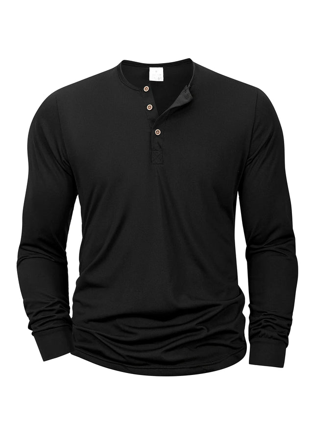 Neue Herren Henley T-Shirts Langarm Basic Freizeit Stehkragen T-Shirts Bequeme weiche Pullover Tops Herren Tee