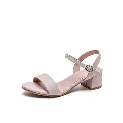 Women's Summer French Elegant Open-Toe High Heel Sandals Simple and Versatile Anti-slip Rubber Sole Chunky Heel Dress Sandals