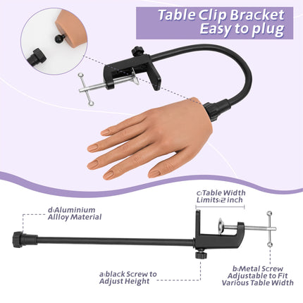Practice Hand for Acrylic Nails, Realistic Silicone Training Hand with Flexible Fingers, Pro Kit for Gel Polish & Manicure
