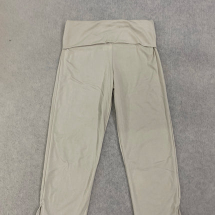 Individuality Low Rise Split Hem Length Skinny Pants Women Solid Fold Over Capri Leggings Casual Summer Streetwear Yoga Pants