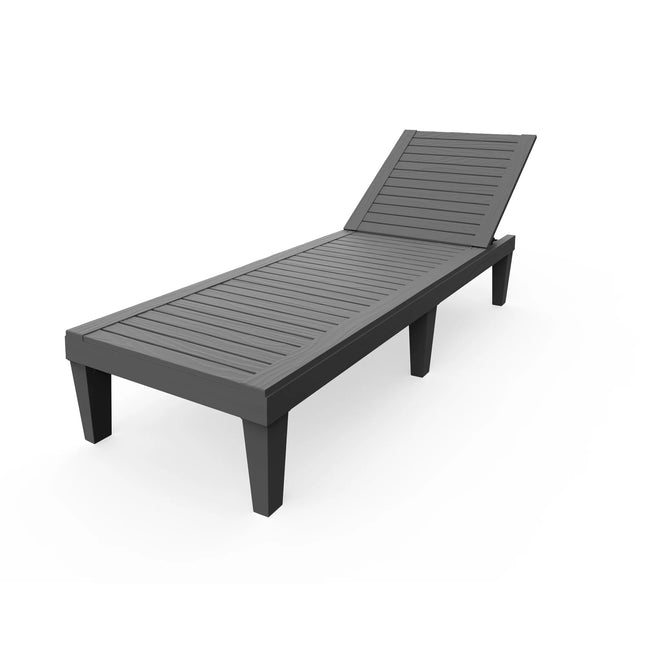 Indoor & Outdoor Plastic Chaise Lounge Chair, Adjustable Backrest Weather Resistant Patio Sun Lounger for Poolside Garden Backyard