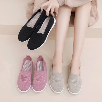 Comfortable casual women's shoes spring and summer breathable fabric uppers solid colors low-cut design soft and outdoor walking