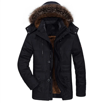 Winter Men's Down Jacket High-quality Long Thicken Warm Hooded Parka Male Fitted Multi Pocket Work Jacket 7XL Men Winter Coats