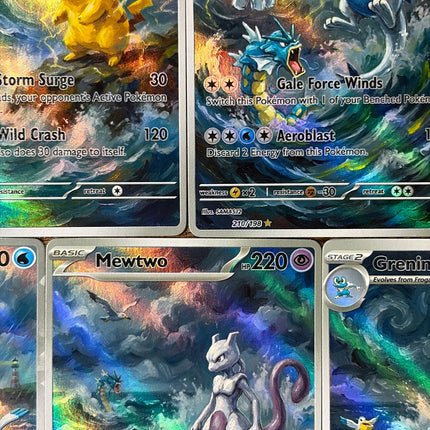 Pokemon PTCG Cards Lugia Gyarados Mewtwo Greninja Sea Wave Style Collection Cards 5Pcs Creativity Rare Holo Cards Pokemon Gift