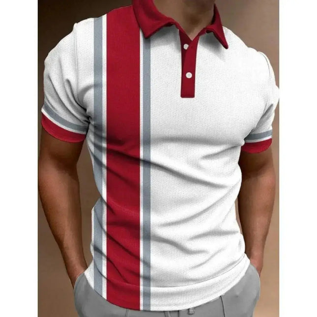 Men's Polo Shirts And short-sleeved Sport Pullovers With Buttons And collars, Summer Casual Striped Button Collar Trend T-shirts