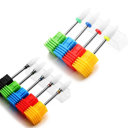 5 PCS Ceramics Nail Drill Bits Conical Tip For Manicure Drill Rotating Polishing Machine Cutter Remove Gel Acrylic Accessories