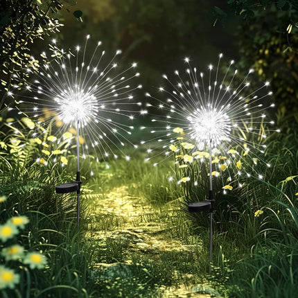 Solar Lights for Outdoor Garden 60/200/420LED Dandelion Lighting Stake Solar Firework Light for Christmas Halloween Lawn Decor