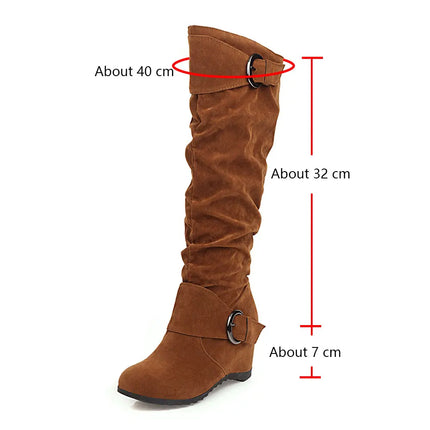Big size 43 High Quality Wasteland Vintage Brown Maillard style Boots Retro Black Height increased Shoes Women Knee High Boots