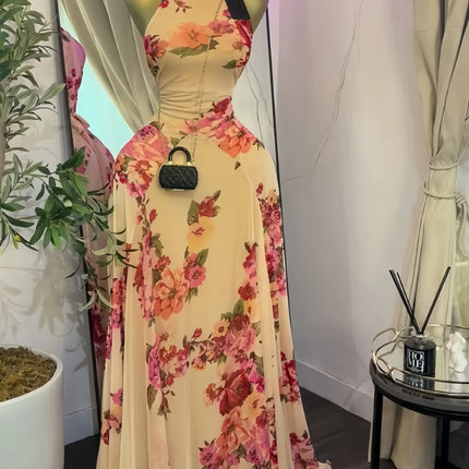 GLCMYAYA Women Printed Sleeveless with Sashes Fit and Flare A-line Maxi Dress 2026 Streetwear Beach Holiday Long Dresses Vestido