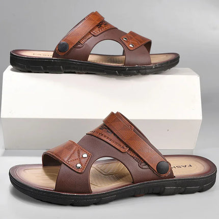 Fashion Casual Men's Sandals Summer Slip On Sandals Men Classic Beach Shoes For Men Outdoor Leather Sandals Male Slippers
