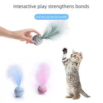 Pet Cat Interactive Toy Star Foam Ball With Feather EVA Lightweight Throwing Play Ball Star Pattern Funny Chewing Toy For Daily