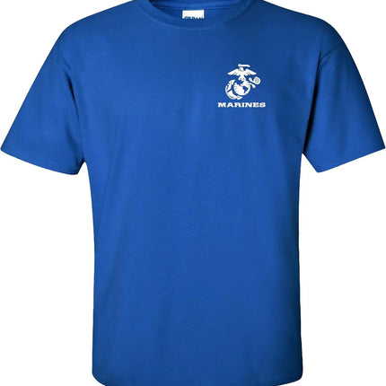US Marines Chest T-Shirt White Emblem Crest Marine USMC Chest Shirt Short Sleeve Casual 100% Cotton T Shirt
