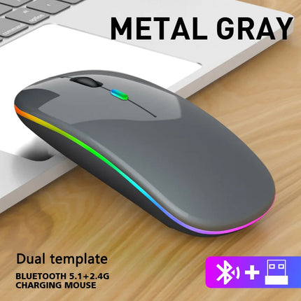 Wireless Mouse 2.4GHz Bluetooth Rechargeable Mouse Quiet Ergonomic Gaming Mouse With USB Backlight 1600DPI Mouse - product im