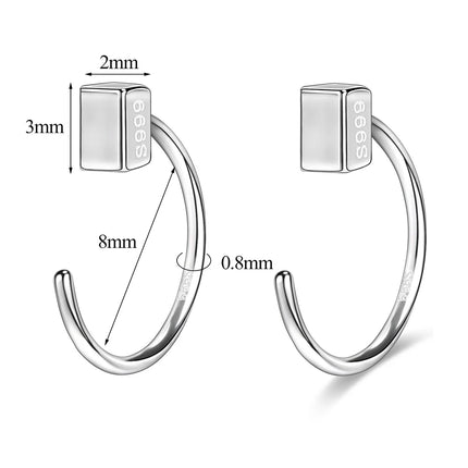 ZEMO 20G 2PCS 999 Sliver Hoop Earring Gold Plated Heart Round Ear Hoop Zircon Opening Huggies Piercings Girls Cute Circle Rings