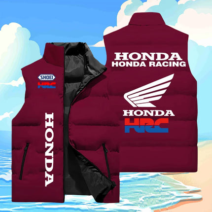 Honda Sleeveless Jacket, 3D Printed Honda Logo Men's Racing Cotton Jacket, Outdoor Motorcycle Riding Sports Vest