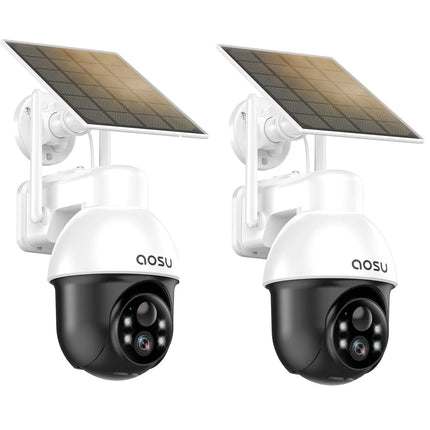 AOSU 3MP PTZ Solar Security Camera Built-in Battery Wireless 2.4Ghz WIFI Camera PIR AI Detection 2-Way Audio Outdoor CCTV Camera