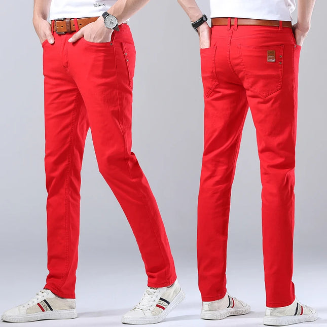Pantalones Vaqueros Clásicos de Hombre 2022 Nueva Moda Casual Rectos Elásticos Slim Fit Jeans de Algodón de Alta Calidad Pantalones de Marca de Colores