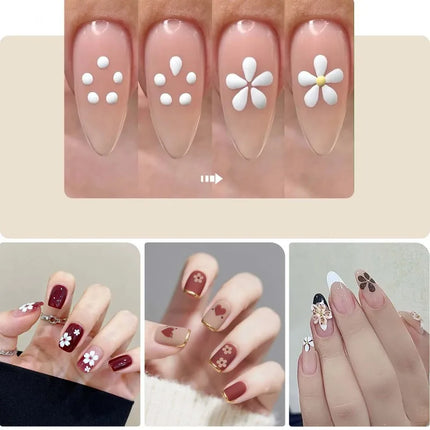5 Petal Flower Nail Dotting Pen, One Stroke Design Tool for Nail Art, Acrylic Handle Dotting Pen, Easy DIY Nail Painting Tools