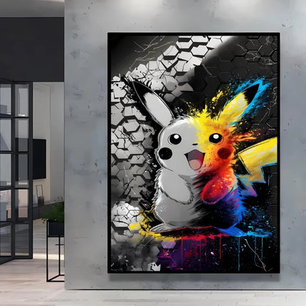 Japanese Anime Canvas Paintings Pokemon Pikachu Poster Cartoon Character Picture Bright and Clear Colors High Quality Home Decor