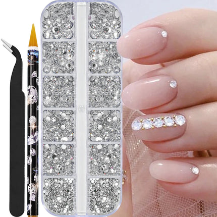 12Grids Mini Caviar Beads Nail Art Decorations Metal Gold/Silver Micro Ball Nail Charms Magnetic Pen 0.5~3mm Ball Nail Jewelry