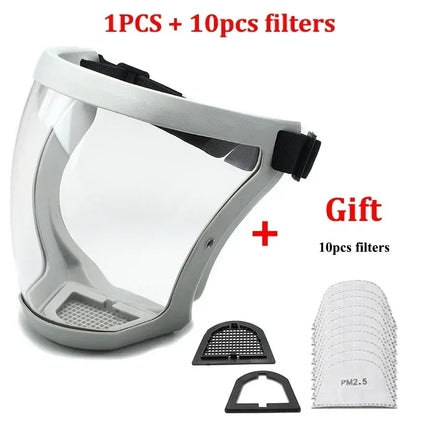 Full Face Shield Mask Transparent Head Eye Safety Protective Cover Glasses Screen Visors Dustproof Wind Proof Anti-Fog Goggles