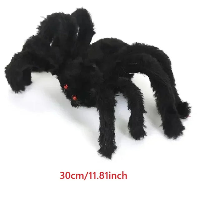 Giant Black Plush Spider Halloween Decoration 30-200cm Horror Haunted House Props Indoor Outdoor Party Scary Decor
