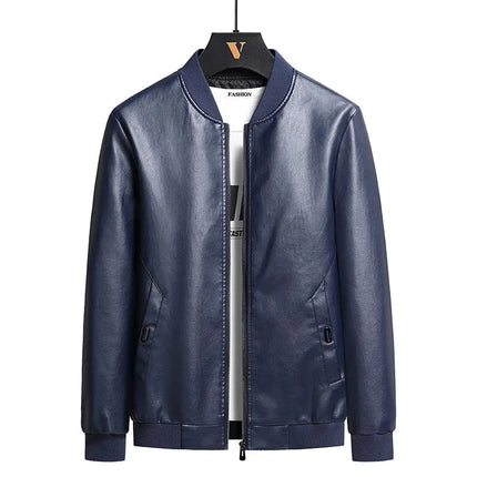 Leather Jacket Men Coats Plus Size 6XL 7XL 8XL Oversized Windproof Motorcycle Autumn Brand Fleece Black Zipper Winter Overcoat