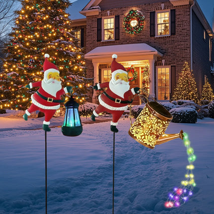 Christmas Solar Kettle Lights Garden Lawn Decorations Santa Claus Kettle Ground Lamp Solar LED Night Lights xmas Outdoor Decor