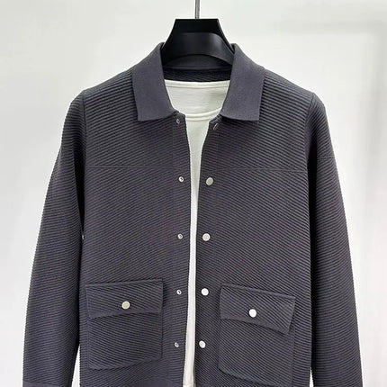 High quality luxury lapel cardigan jacket men autumn new trend Korean casual solid color single breasted knitted sweater coat