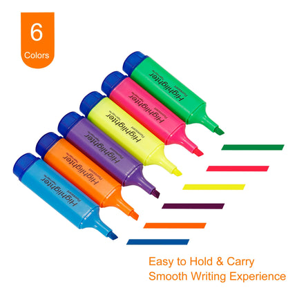 4/6Pc Highlighter Fluorescent Pen Broad Tip Writing Marker Pens for Art Drawing Doodling Marking Office Stationery School Supply