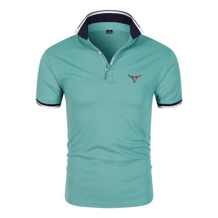 2025 Men New Sport Bull Pattern Six-color Polo Shirts Stand Collar Breathable Sport T-shirt Summer Fashion Short Sleeve