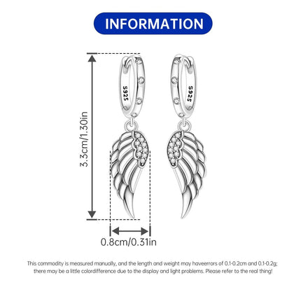 Orstarry 925 Sterling Silver Sparkling Wings Earrings Original Jewelry Drop Earrings Women Jewelry Party Trendy Anniversary Gift
