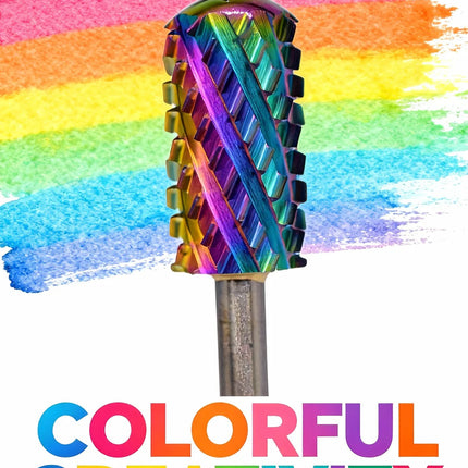 RolinStar 6.6 Large Round Top Barrel 4XC Gold Silver Dark Purple Blue Rainbow Rose gold 7 different color nail drill bits