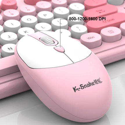 K-Snake WK200 Wireless Keyboard Mouse Set Cute Punk Keycap USB Wireless Business Keyboard Mouse Set Laptop Typing - product i