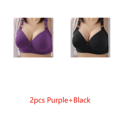 Fashionable Oversized Slim Comfortable Traceless Solid Color Bra Gathered Without Steel Rings Women Underwear With Side Breasts