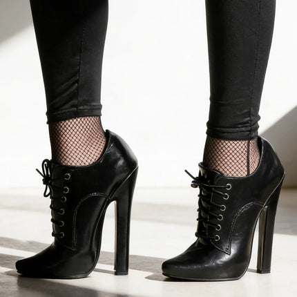 6 Inch High Heel Shoes Lace Up Pointy Toe Unisex Fetishheels Vintage Drag Queen Pump