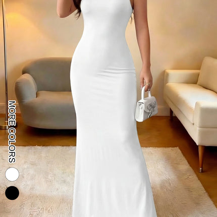 Summer New Strap Dresses Solid Sexy Women Streetwear Sheath Sleeveless Bodycon Dress Casual  Elegant Party Ankle-Length Dresses