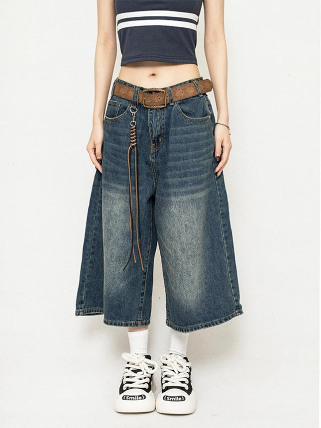 High Waist Black Retro Washed Denim Shorts Women's Harajuku Vintage Fashion Casual Loose Y2K Streetwear - product image 5