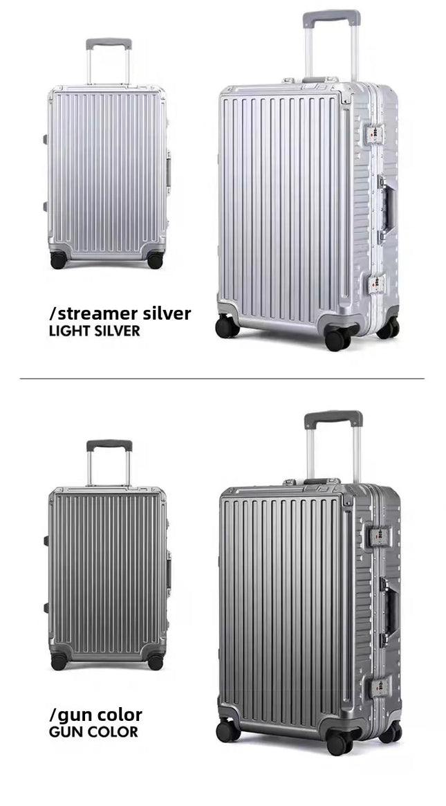 New ultra sturdy aluminum frame luggage,2-Pieces set 20 22 24 26 28 inch carry on luggage suitcase set  high aesthetic board case, universal wheel business travel box set, optional 20-28 inch